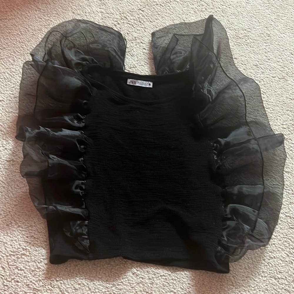 Zara Black Ruffled Top